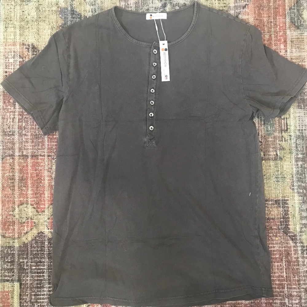 Mens Distressed Henley Shirts Front Placket Retro Short Sleeve Tee Shirts Casual